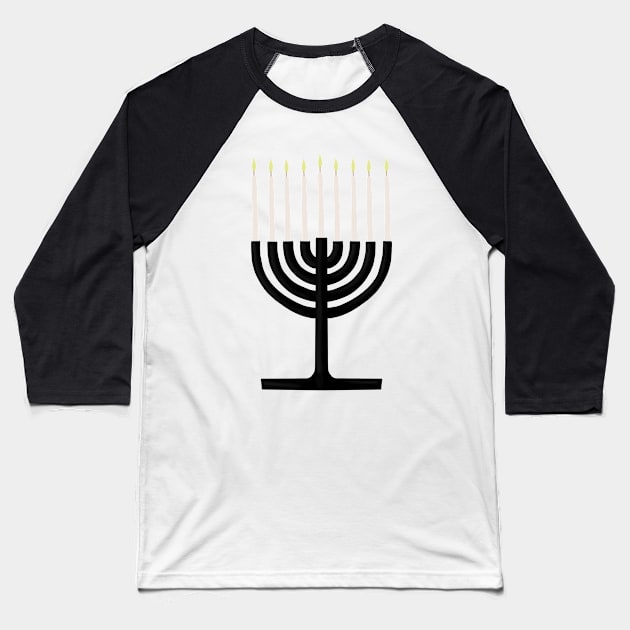 Chanukiah Jewish Holiday of Hanukkah Menorah Baseball T-Shirt by DiegoCarvalho